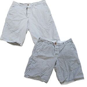 French Connection Reversible Chino Shorts Mens 30 Stripe Coastal Preppy Nautical